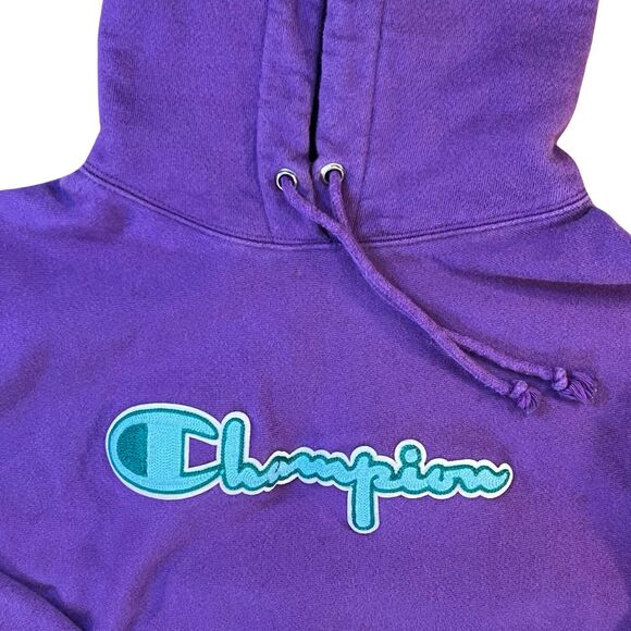 Vintage 90s Champion Reverse Weave Sweatshirt Hoodie Purple Pullover Medium Size - Picture 6 of 11